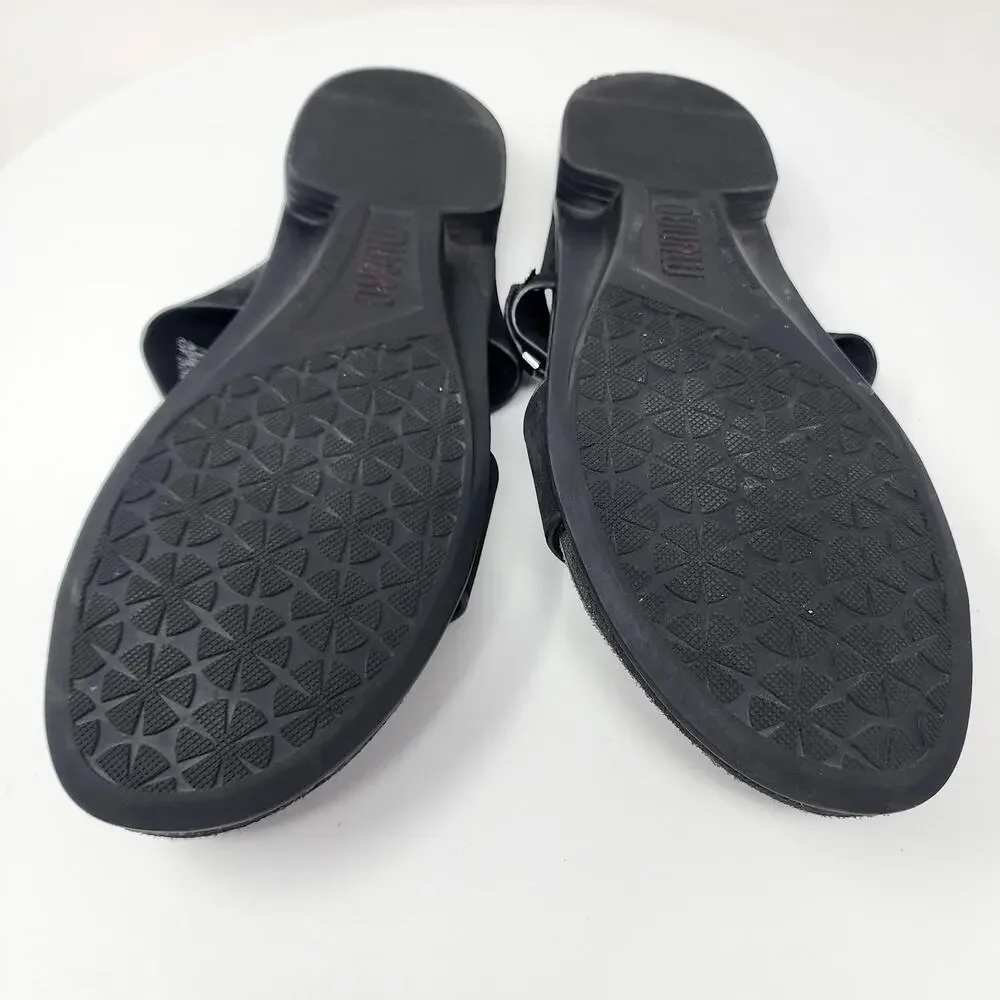 Munro Jody Slide Sandals Women 10.5M Black Nubuck Leather Silver Accent m490686